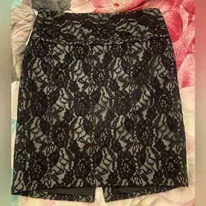 The Limited Women’s Pencil Skirt, Black Lace Print, Black/Gray, Size 2